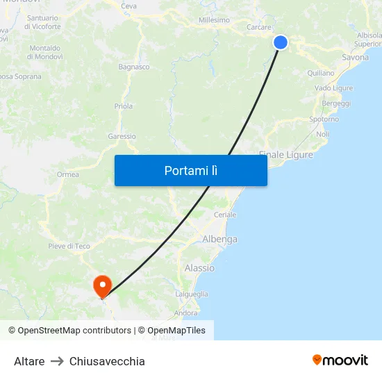 Altare to Chiusavecchia map