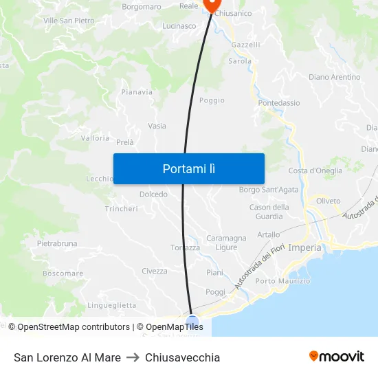 San Lorenzo Al Mare to Chiusavecchia map