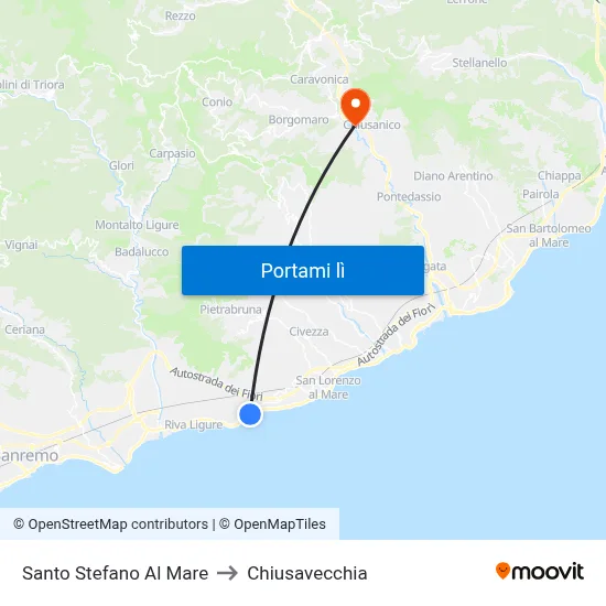 Santo Stefano Al Mare to Chiusavecchia map