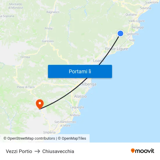 Vezzi Portio to Chiusavecchia map