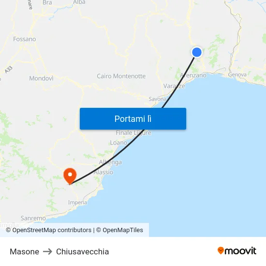 Masone to Chiusavecchia map