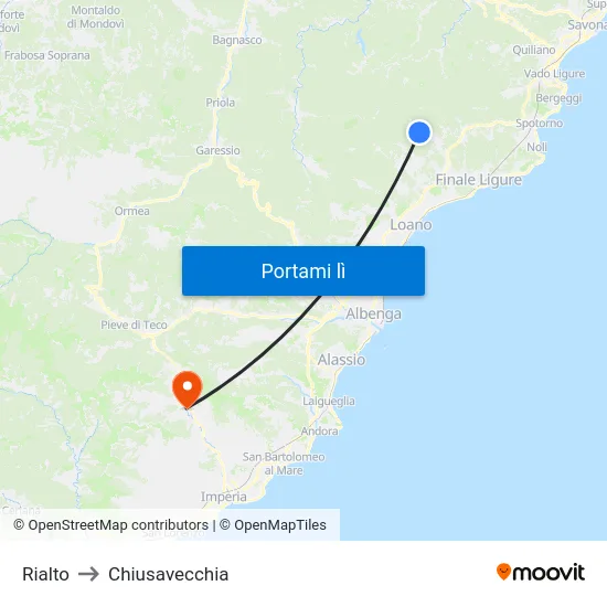 Rialto to Chiusavecchia map