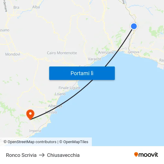 Ronco Scrivia to Chiusavecchia map