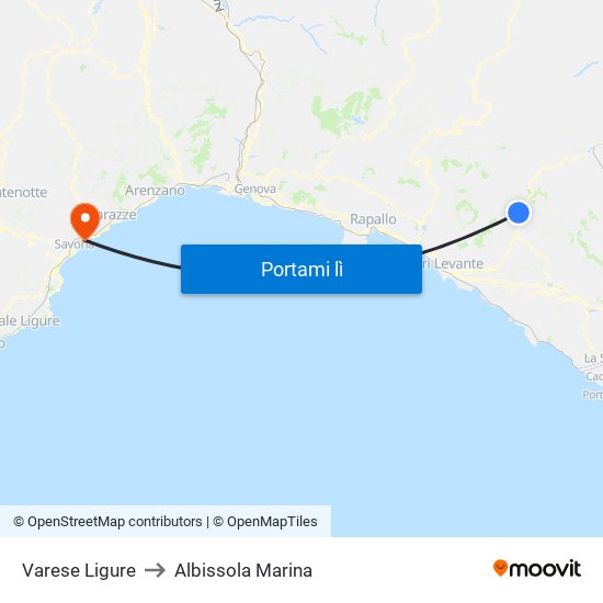 Varese Ligure to Albissola Marina map