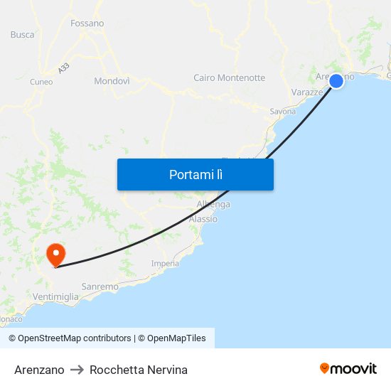 Arenzano to Rocchetta Nervina map