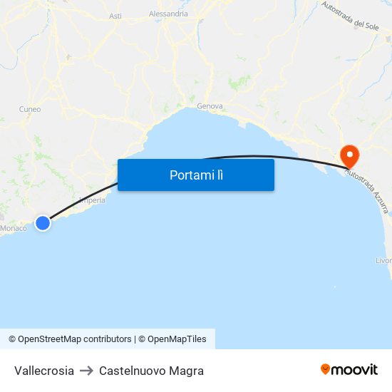 Vallecrosia to Castelnuovo Magra map