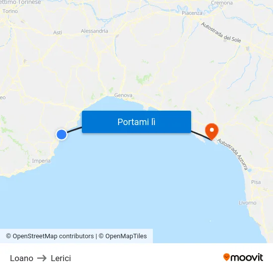 Loano to Lerici map