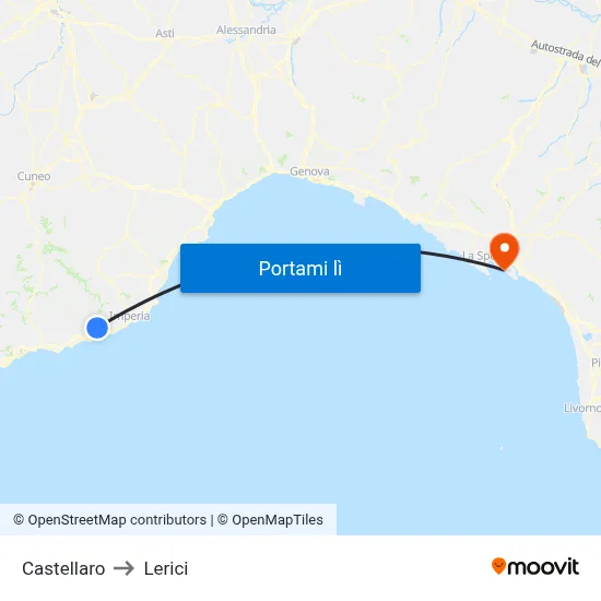 Castellaro to Lerici map