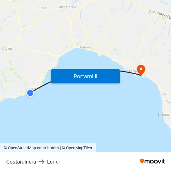 Costarainera to Lerici map