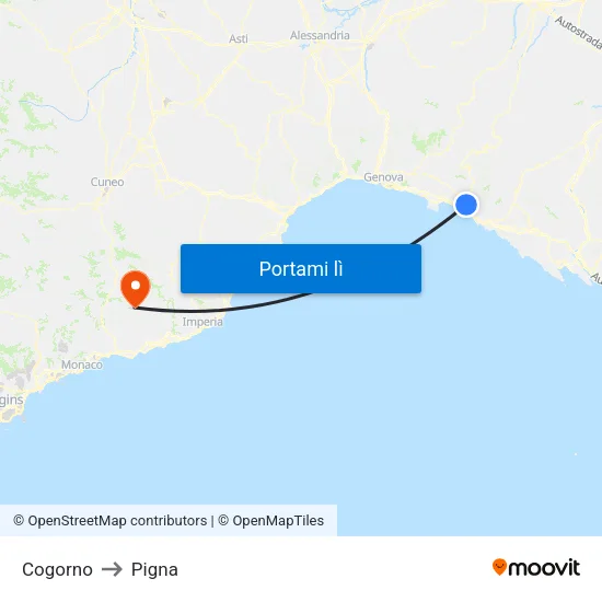 Cogorno to Pigna map