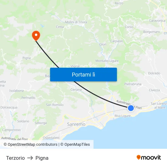 Terzorio to Pigna map