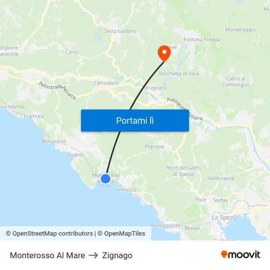 Monterosso Al Mare to Zignago map