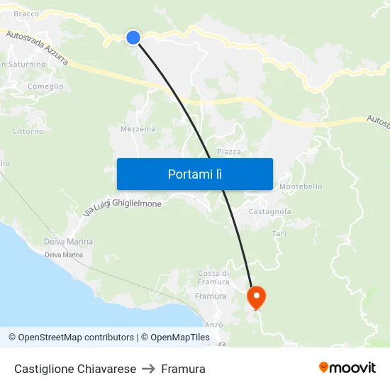 Castiglione Chiavarese to Framura map