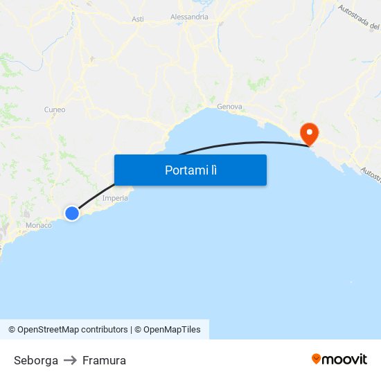 Seborga to Framura map