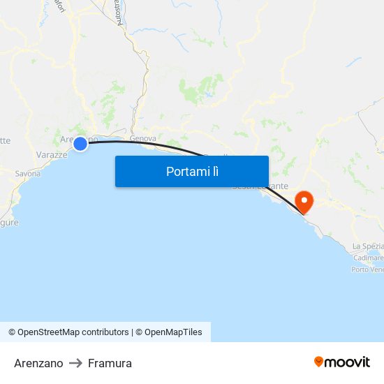 Arenzano to Framura map