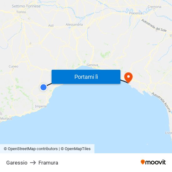 Garessio to Framura map