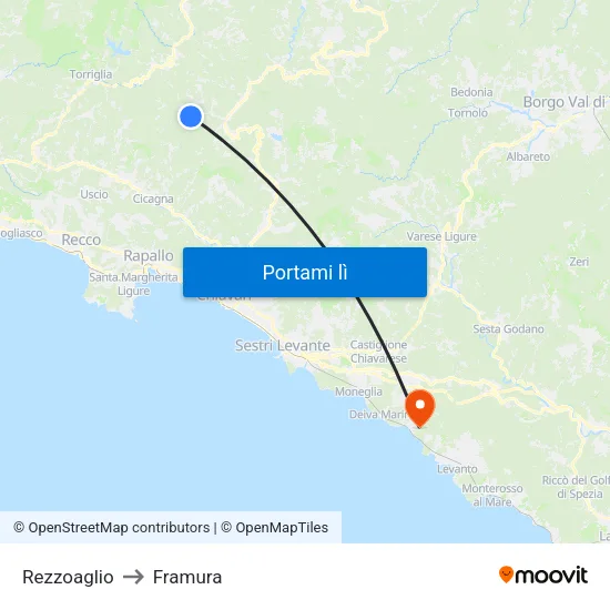 Rezzoaglio to Framura map