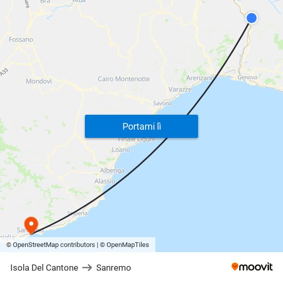 Isola Del Cantone to Sanremo map