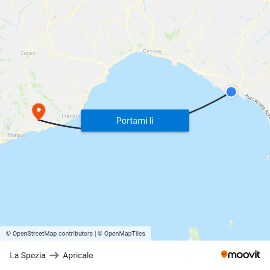 La Spezia to Apricale map