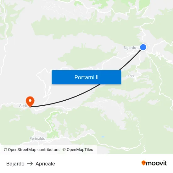 Bajardo to Apricale map
