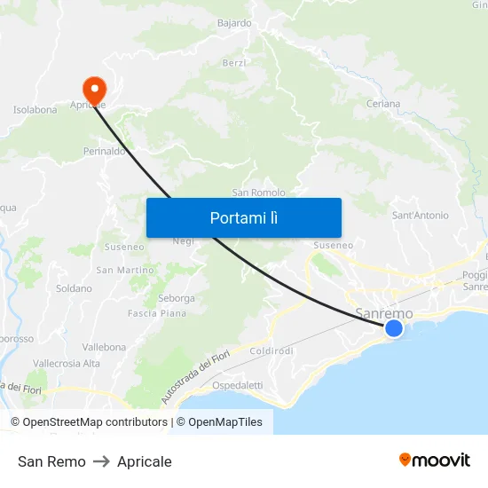 San Remo to Apricale map