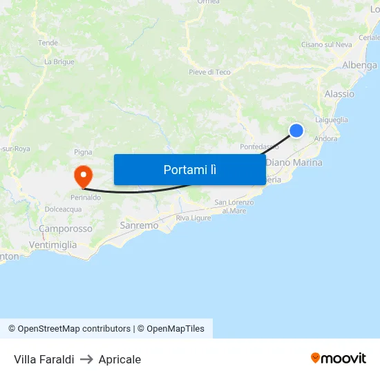 Villa Faraldi to Apricale map