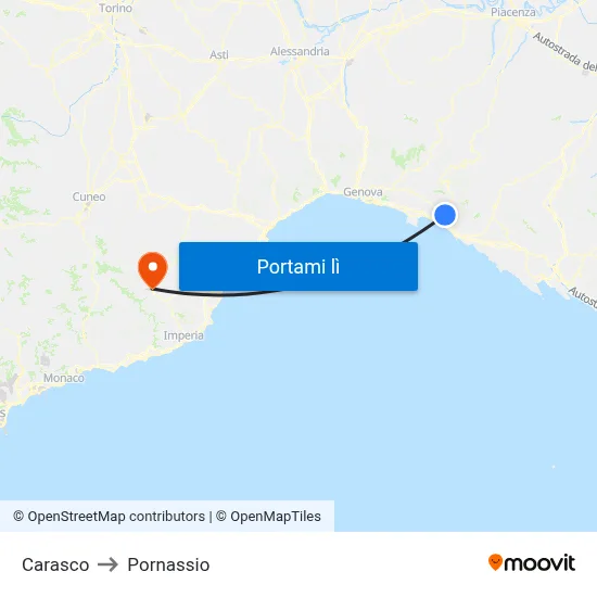 Carasco to Pornassio map