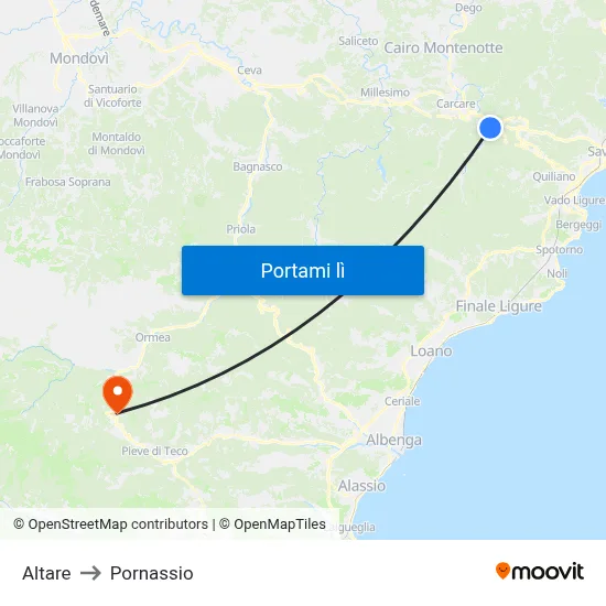Altare to Pornassio map