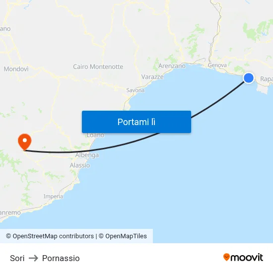Sori to Pornassio map