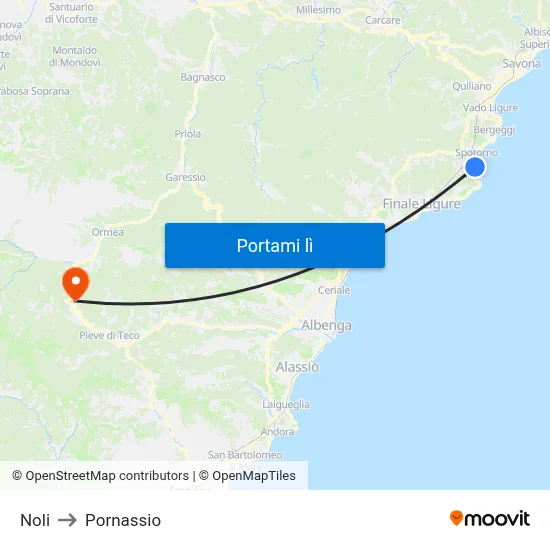 Noli to Pornassio map