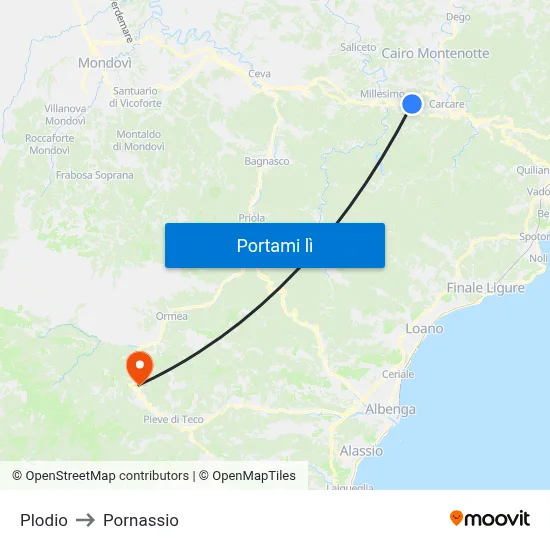 Plodio to Pornassio map