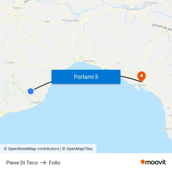 Pieve Di Teco to Follo map