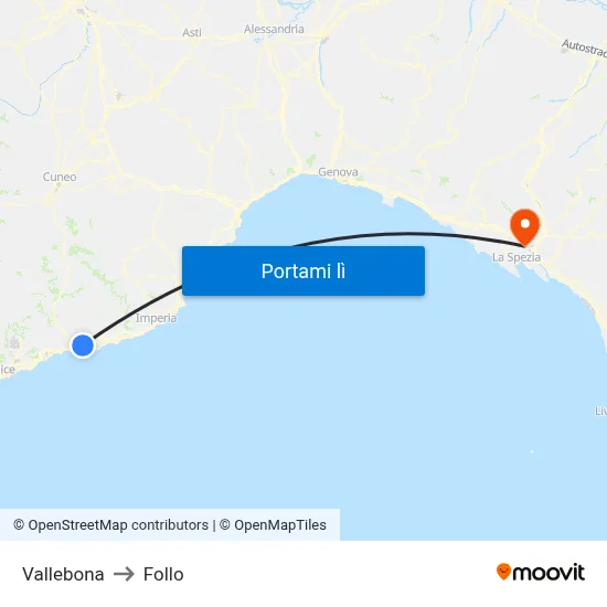 Vallebona to Follo map