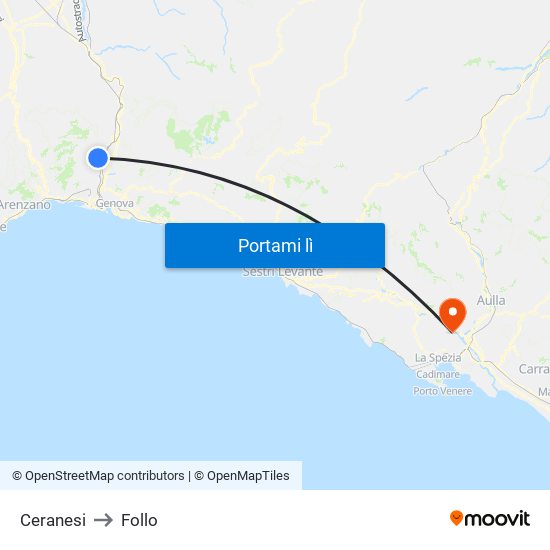 Ceranesi to Follo map