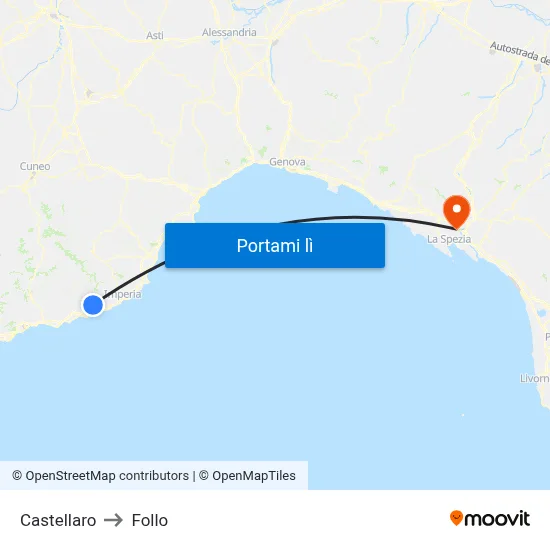Castellaro to Follo map