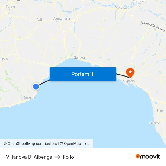 Villanova D' Albenga to Follo map