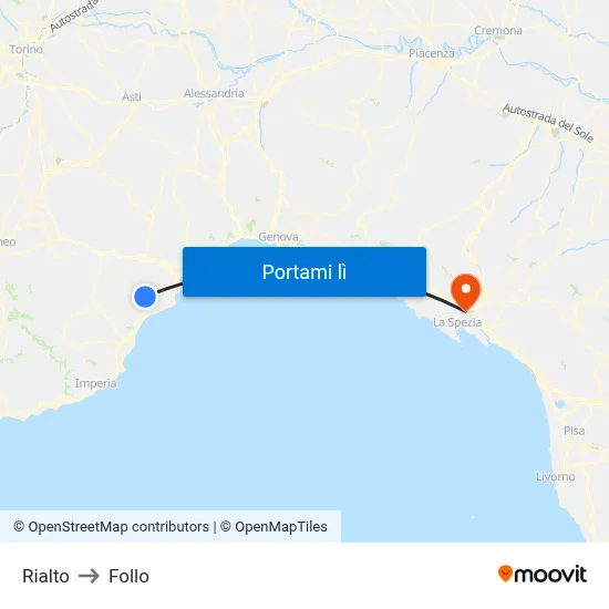 Rialto to Follo map