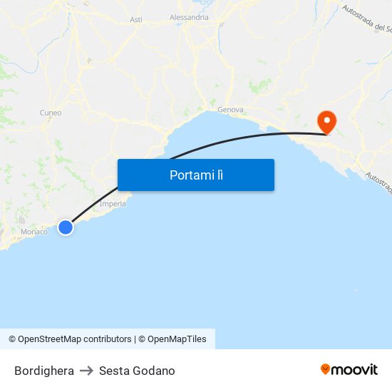 Bordighera to Sesta Godano map