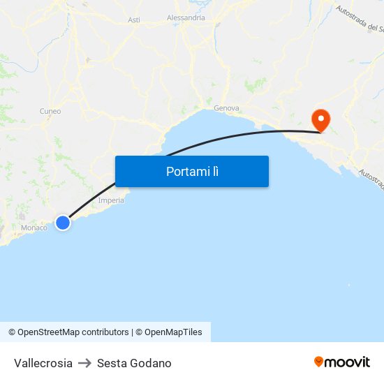 Vallecrosia to Sesta Godano map