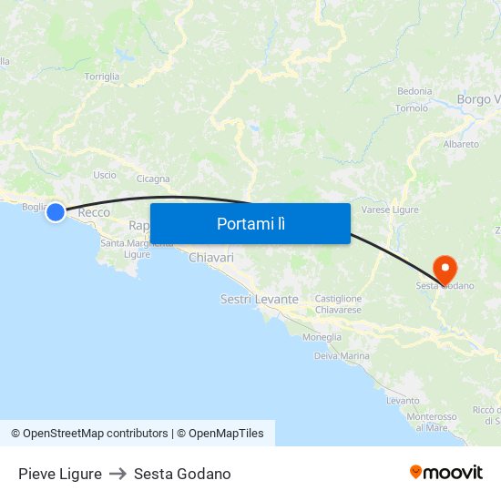 Pieve Ligure to Sesta Godano map