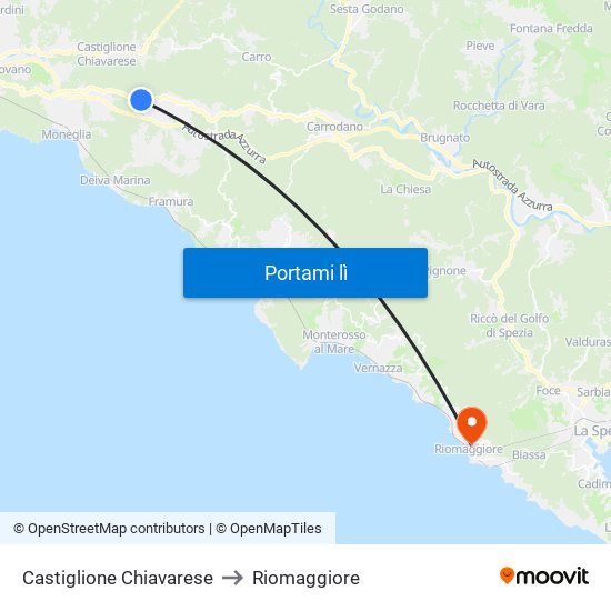 Castiglione Chiavarese to Riomaggiore map