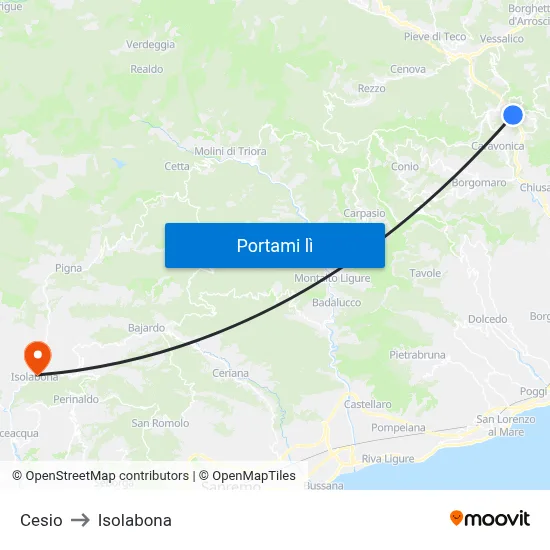 Cesio to Isolabona map