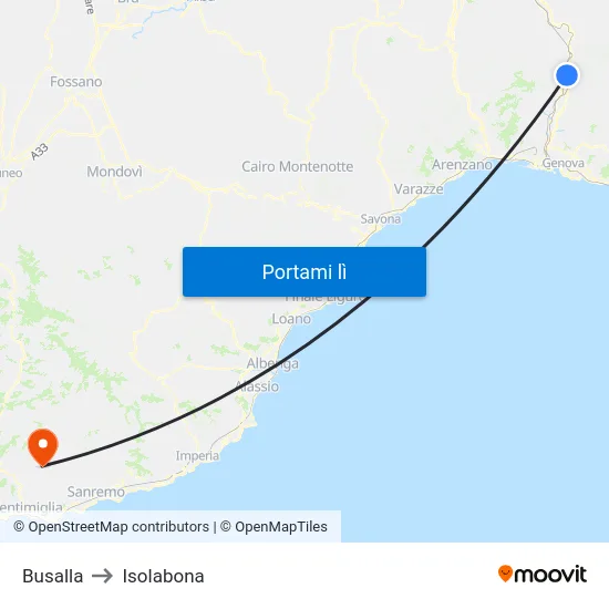 Busalla to Isolabona map