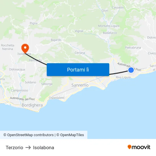 Terzorio to Isolabona map
