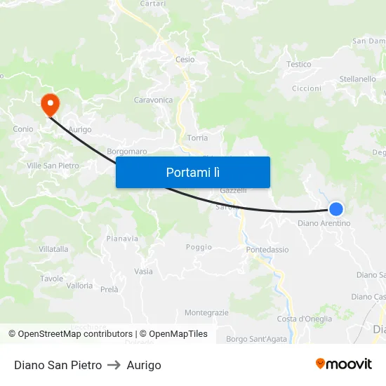 Diano San Pietro to Aurigo map