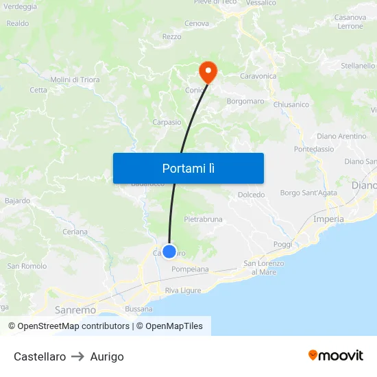 Castellaro to Aurigo map