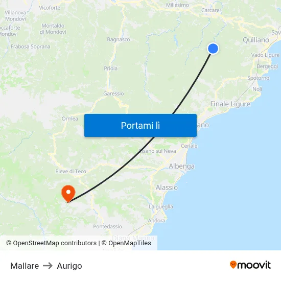 Mallare to Aurigo map