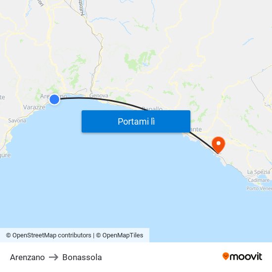 Arenzano to Bonassola map