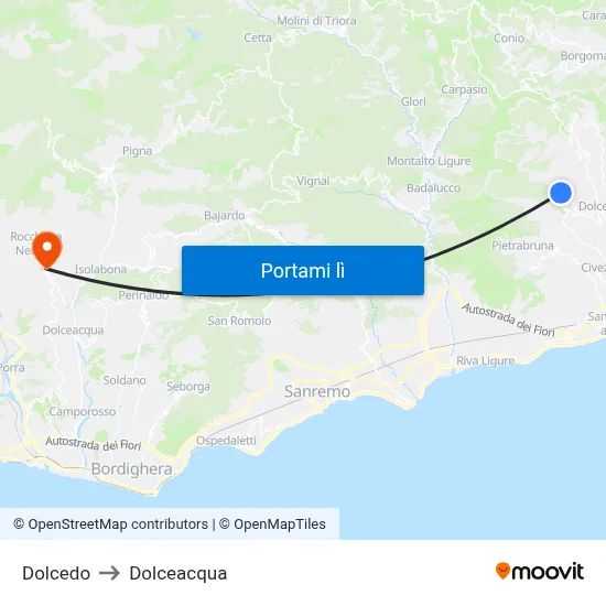 Dolcedo to Dolceacqua map