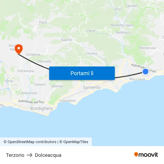 Terzorio to Dolceacqua map